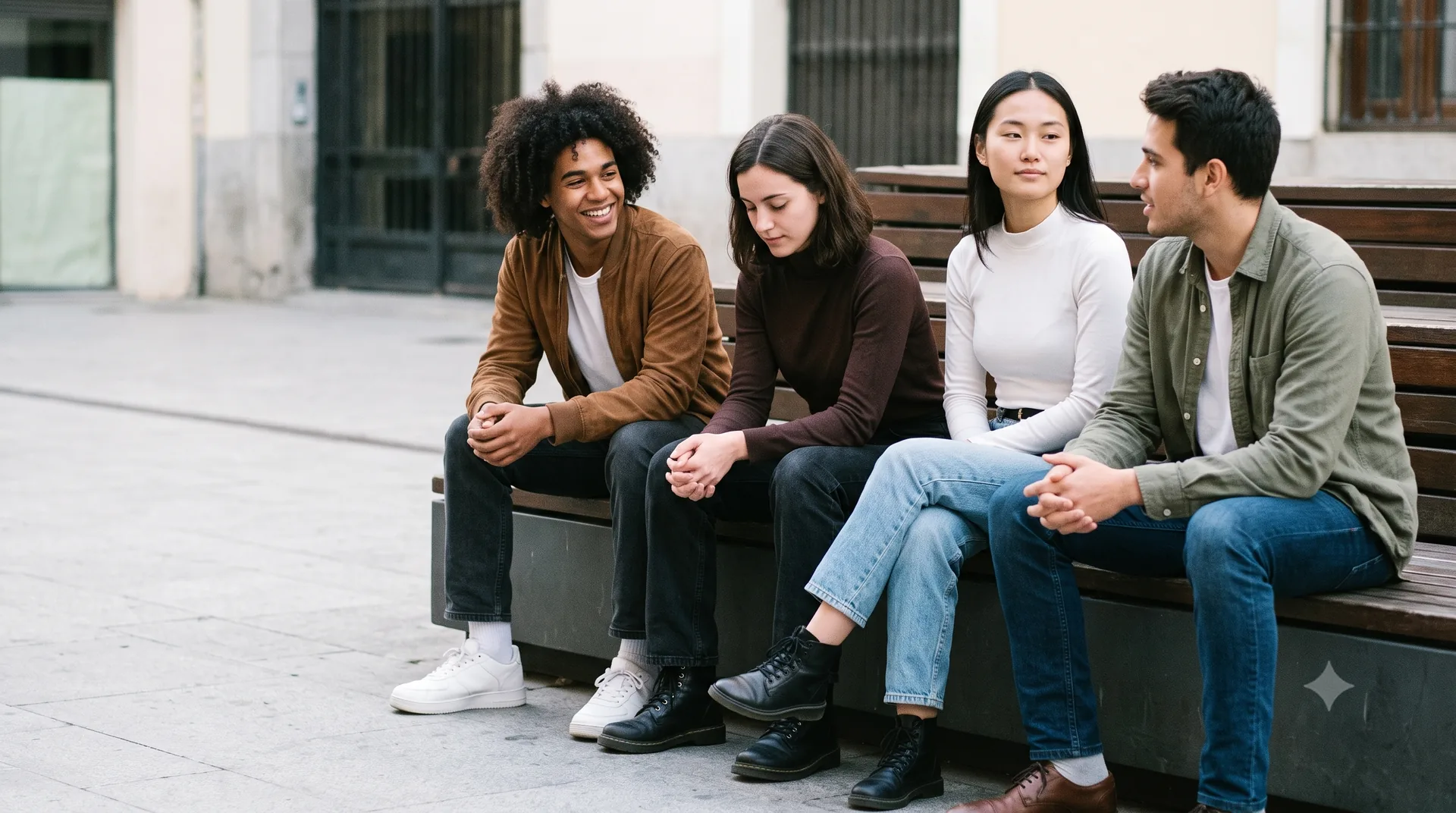 Grupo diverso de jóvenes en la calle